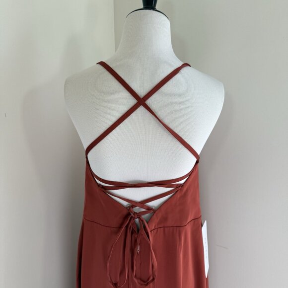 Azazie Dress New Bridesmaid Prom Wedding Party Rust Burnt Orange Spaghetti Strap - Picture 6 of 14